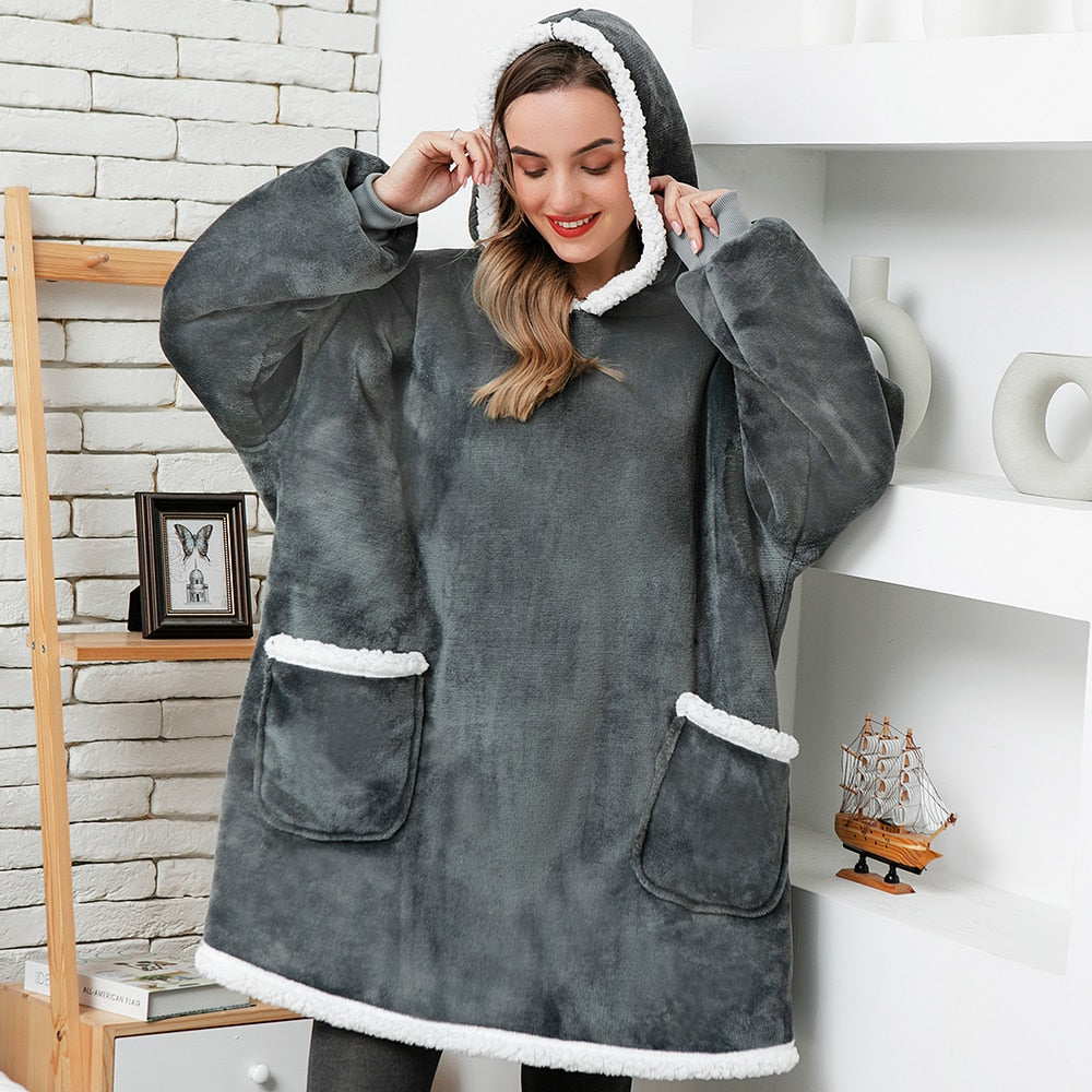 Oversized Hoodie Sweatshirt Winter Fleece