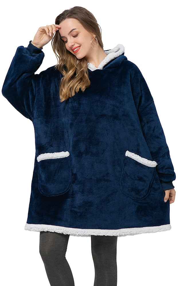 Oversized Hoodie Sweatshirt Winter Fleece