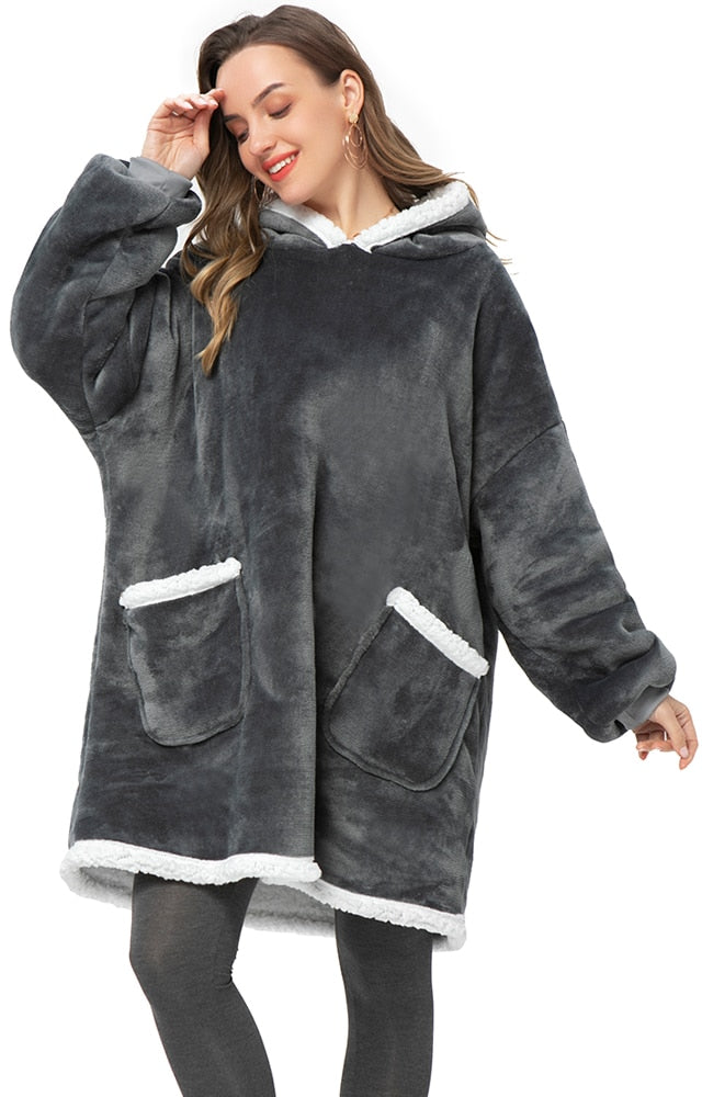 Oversized Hoodie Sweatshirt Winter Fleece