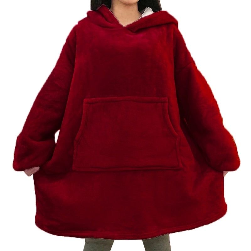 Oversized Hoodie Sweatshirt Winter Fleece