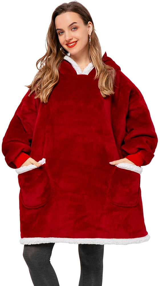 Oversized Hoodie Sweatshirt Winter Fleece