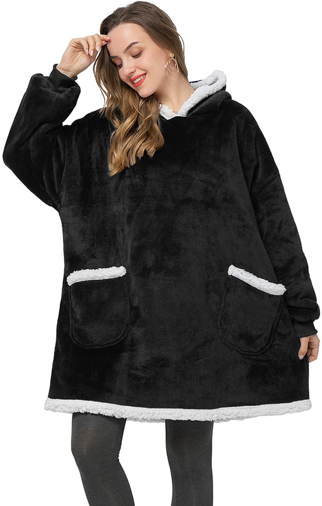 Oversized Hoodie Sweatshirt Winter Fleece