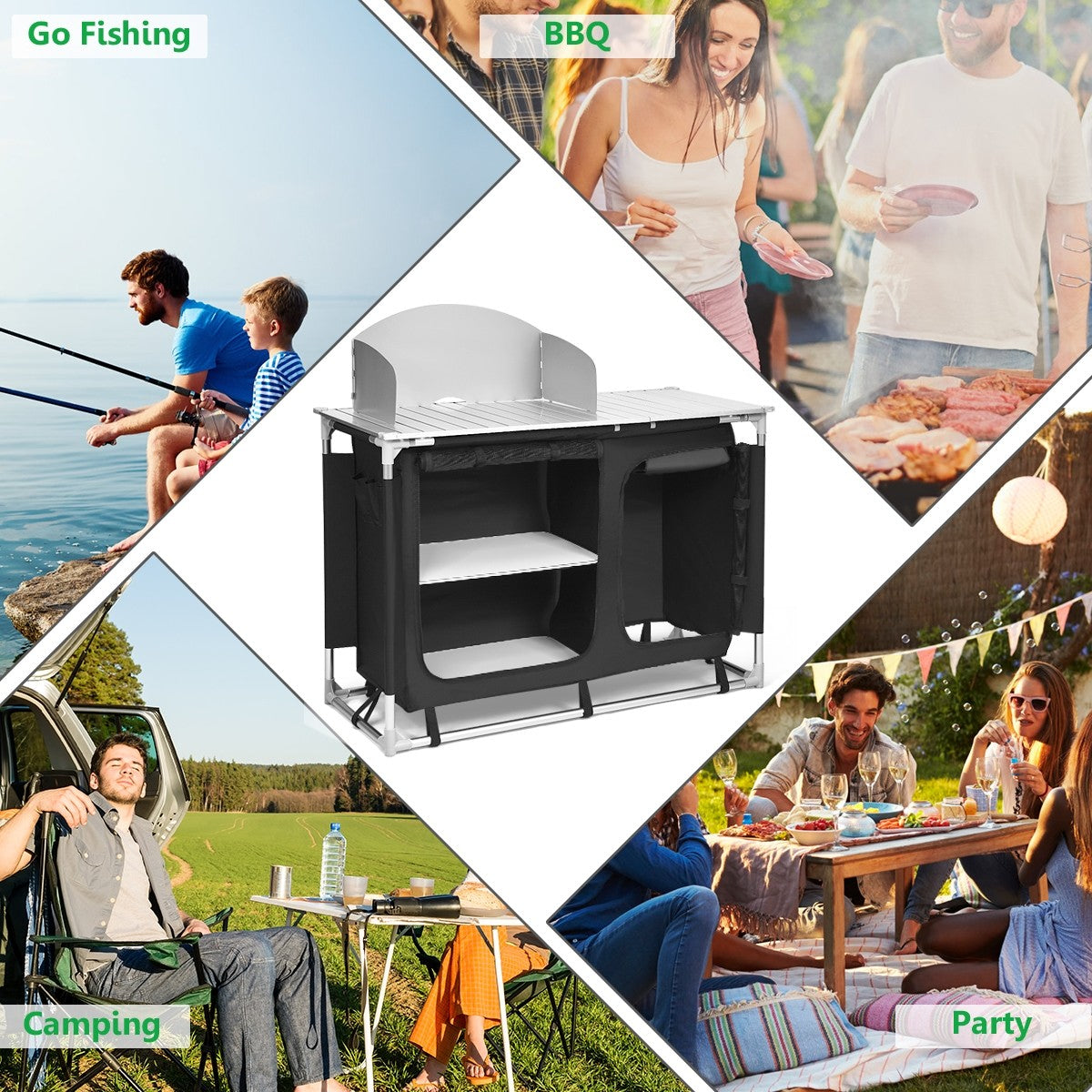 Portable Camp Kitchen and Sink Table