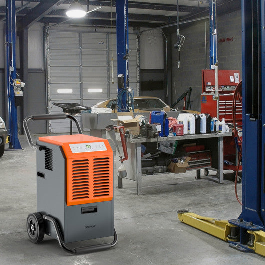 Portable Commercial Dehumidifier with Water Tank and Drainage Pipe-Gray
