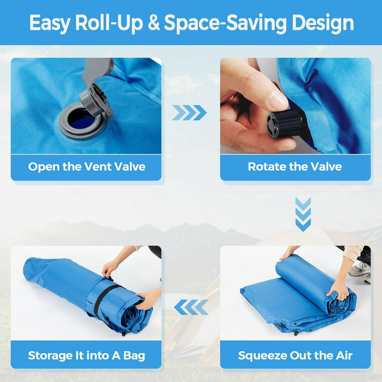 Self-Inflating Camping Outdoor Sleeping Mat with Pillows Bag
