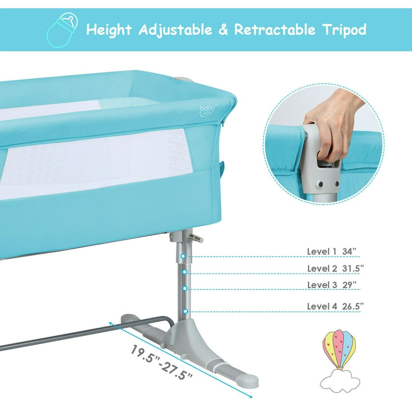Travel Portable Baby Bed Side Sleeper Bassinet Crib with Carrying Bag