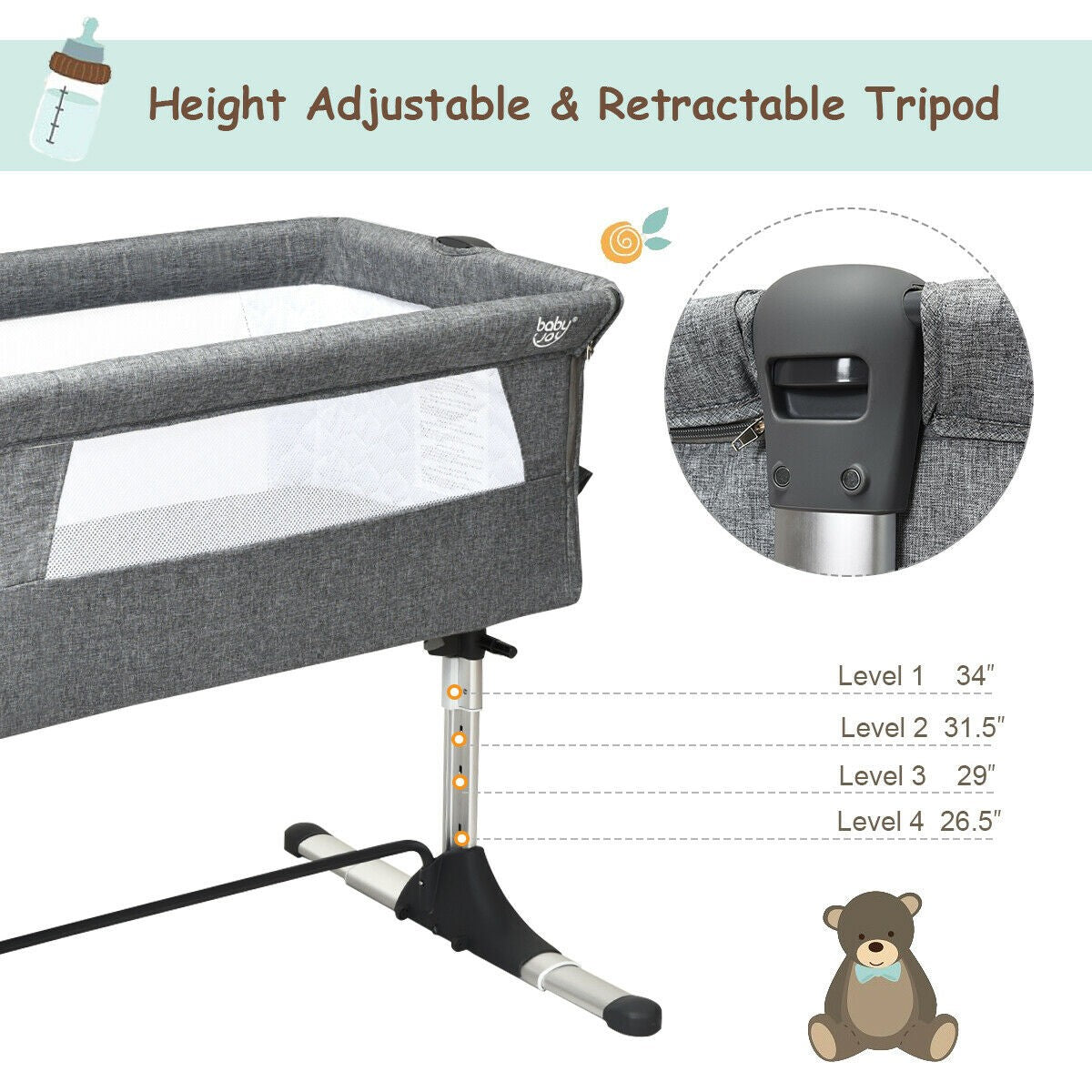 Travel Portable Baby Bed Side Sleeper Bassinet Crib with Carrying Bag