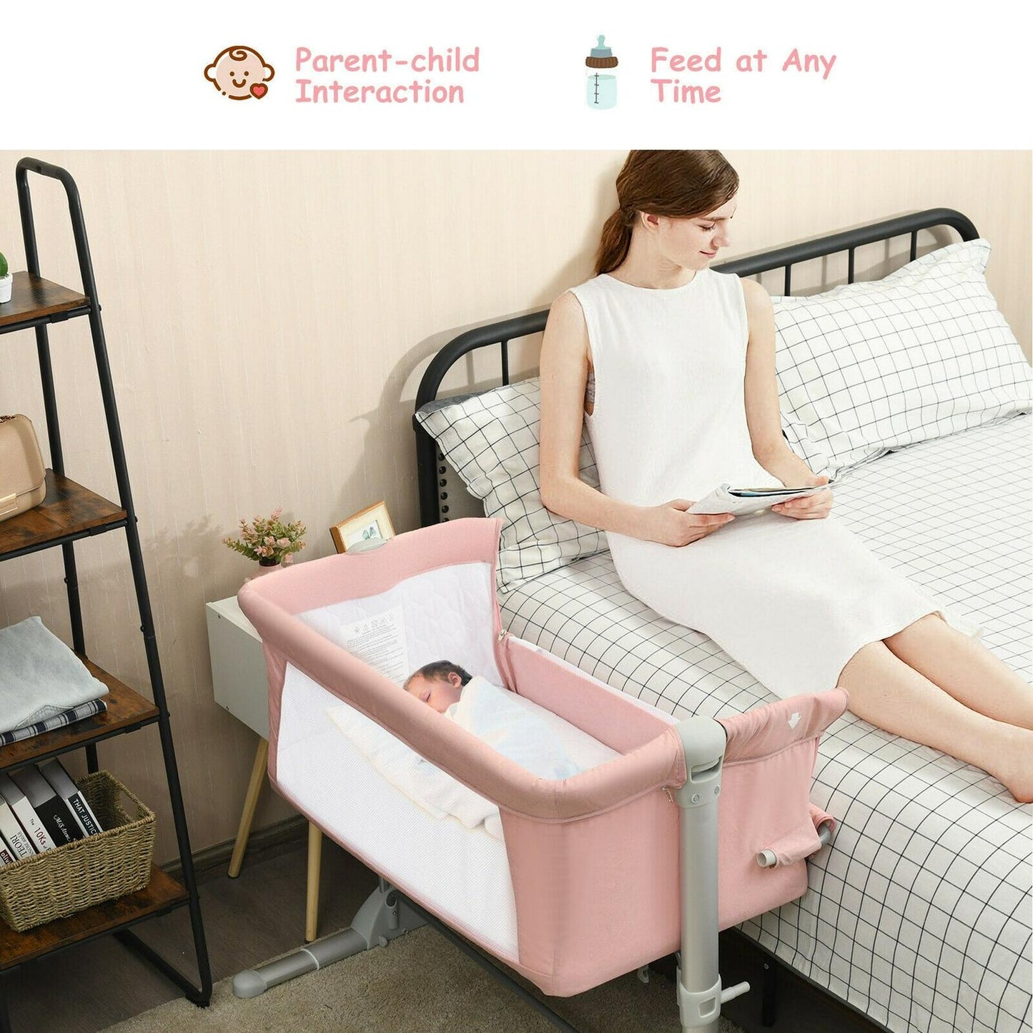 Travel Portable Baby Bed Side Sleeper Bassinet Crib with Carrying Bag
