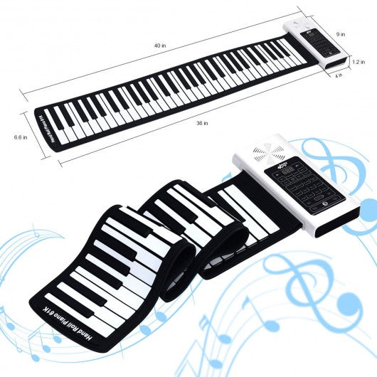 61 Key Electronic Roll up Silicone Rechargeable Piano Keyboard