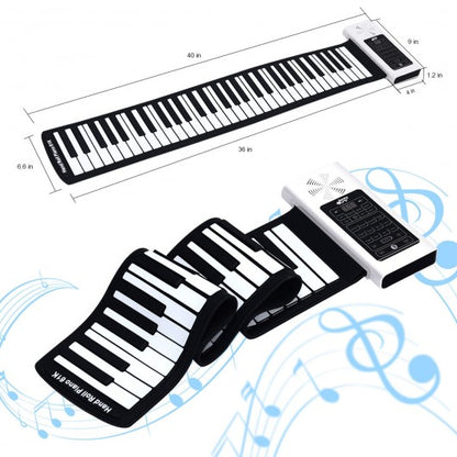 61 Key Electronic Roll up Silicone Rechargeable Piano Keyboard
