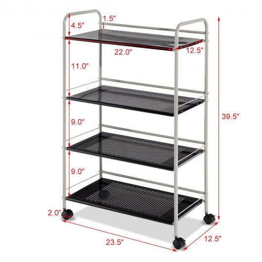 4 Tiers Rolling Storage Cart Utility Trolley