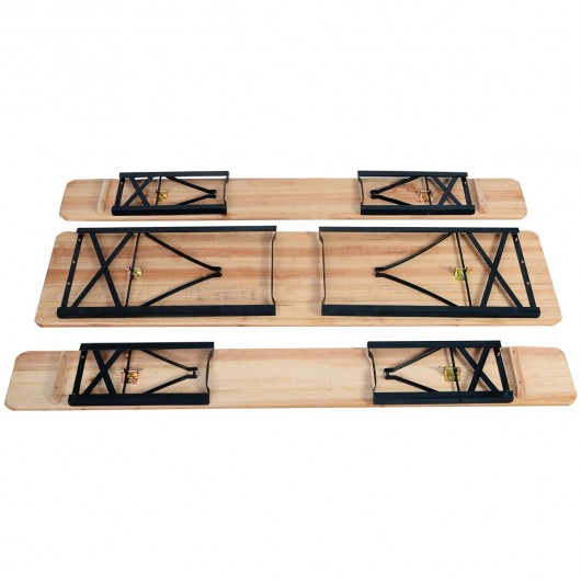 3 Pcs Folding Wooden Picnic Table Bench Set