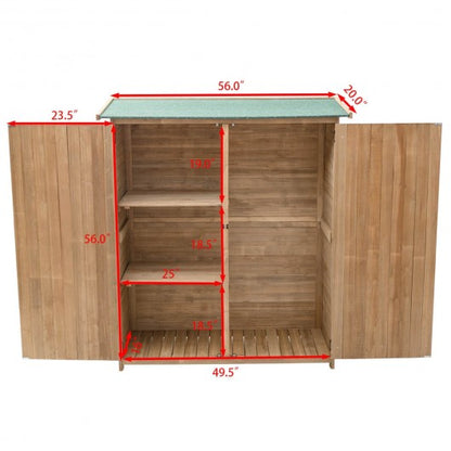 64" Wooden Storage Shed Outdoor Fir Wood Cabinet