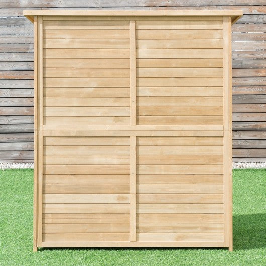 64" Wooden Storage Shed Outdoor Fir Wood Cabinet