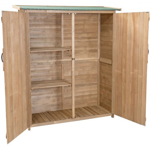 64" Wooden Storage Shed Outdoor Fir Wood Cabinet