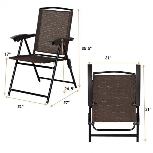 4 Pcs Folding Sling Chairs with Steel Armrest and Adjustable Back