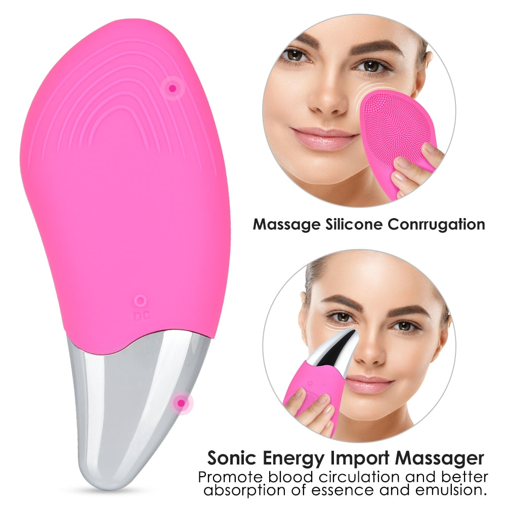 Ultrasonic Vibration Silicone Cleansing Facial Brush