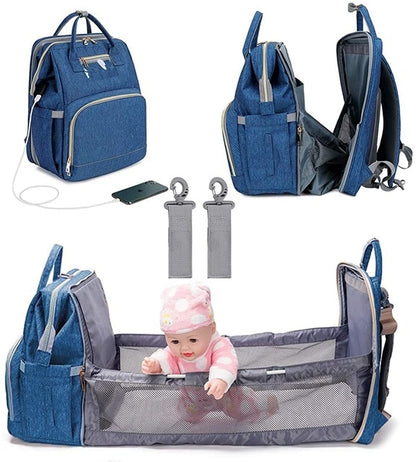 3 In 1 Diaper Bag Backpack with Changing Bed