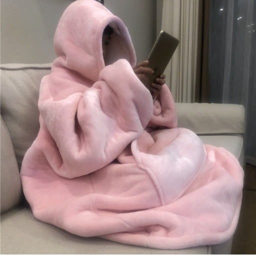 Oversized Microfiber & Sherpa Wearable Blanket