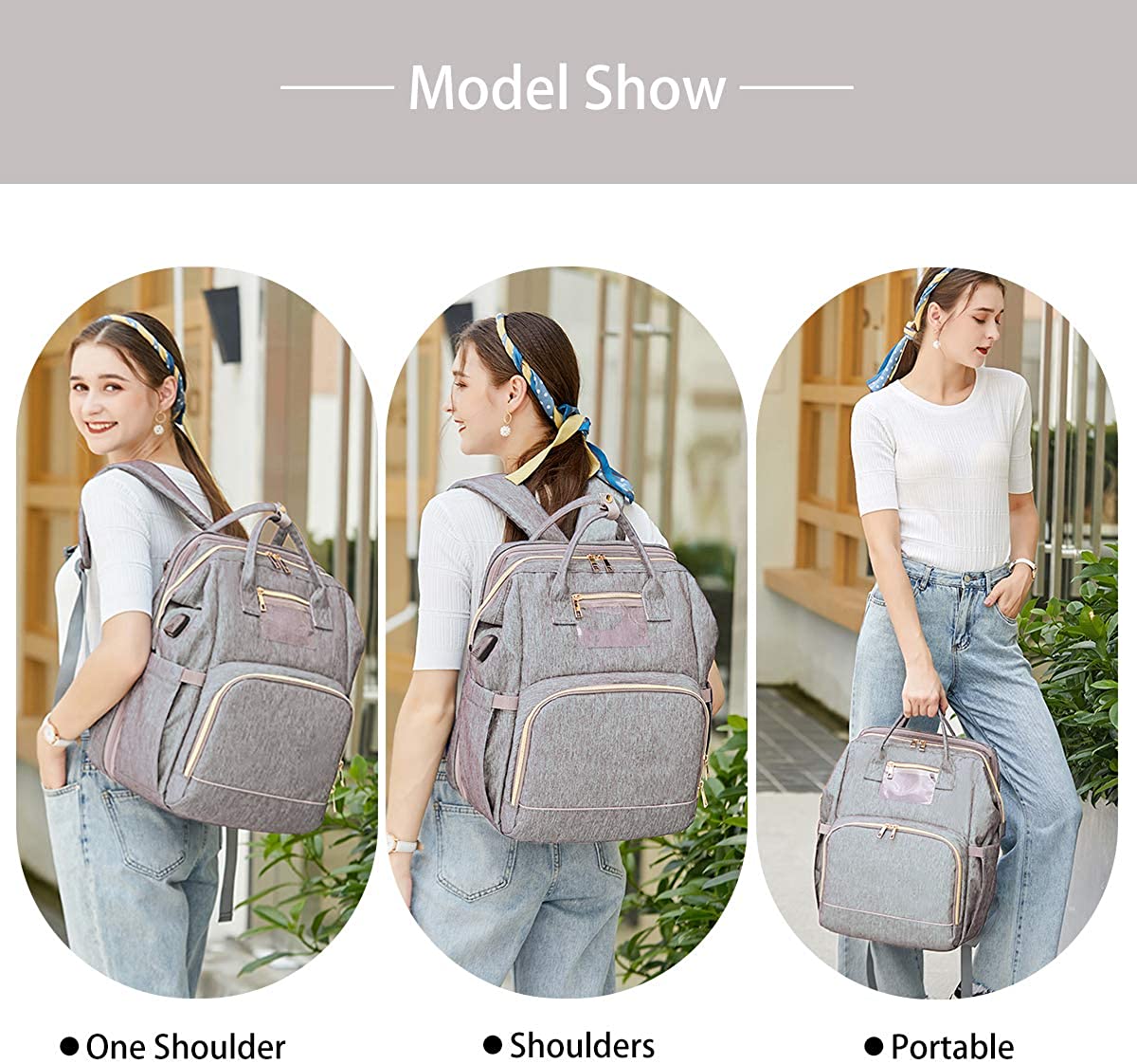 3 In 1 Diaper Bag Backpack with Changing Bed