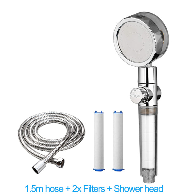 Shower Head with Stop Button and Cotton Filter Turbocharged