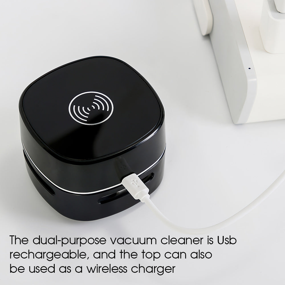 Mini Tabletop Vacuum Cleaner With Wireless Charger