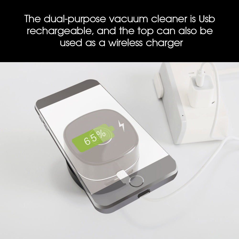 Mini Tabletop Vacuum Cleaner With Wireless Charger