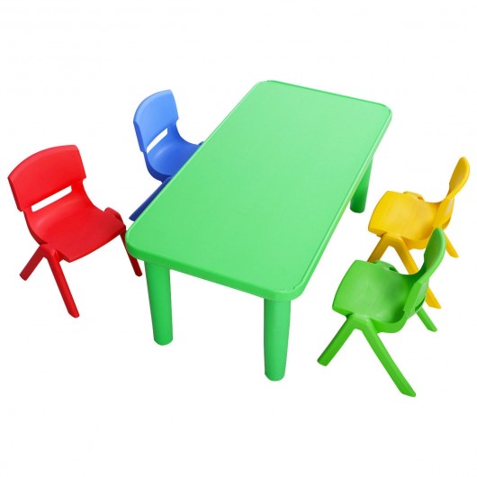 Kids Colorful Plastic Table and 4 Chairs Set